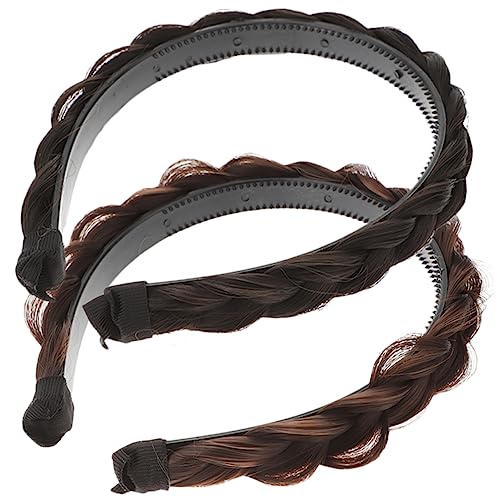 DRESSOOS 2stücke Vintage Haarreifen Geflochtenes Design Rutschfestes Haarband Für Besondere Anlässe Oder Alltag Tiefbraun Und Damen Und Mädchen von DRESSOOS