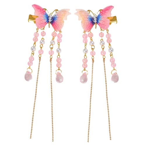 DRESSOOS 2 Stücke Schmetterling Haar Clips Mädchen Haar Zubehör Glitter Haarnadel Quaste von DRESSOOS