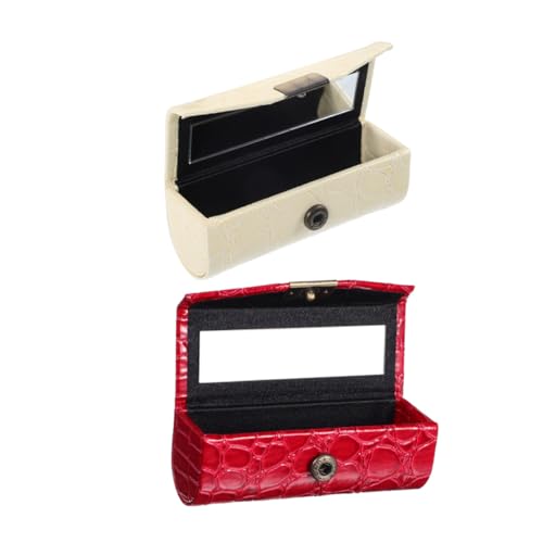 DRESSOOS 2stücke Lippenstift-Box Mit Spiegel Elegante Lippenstifthülle Für Handtasche Praktischer Organizer Und Schutz Für Kosmetik Vintage Design Für Unterwegs von DRESSOOS
