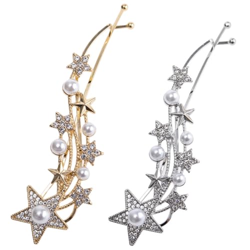 DRESSOOS 2St Perle Meteor Haarspange Seite Star-Accessoires Stern Haarspangen Haarnadel Haarklammer Haarschmuck für Frauen koreanische haarspangen Berühmtheit Pferdeschwanz Legierung von DRESSOOS