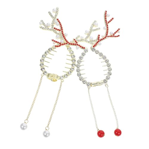 DRESSOOS 2st Weihnachtsgeweih-clip Rentierhaar-accessoires Rentier-haarspange Haarspange Zum Auffangen Von Haaren Weihnachts-bananen-clip Haarklemme Fräulein Pferdeschwanz Mädchen Legierung von DRESSOOS