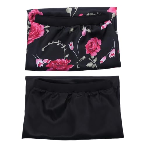 DRESSOOS 2stücke Breitkrempige Elastische Mit Langer Satinhaube Praktische Nachtmützen Für Frauen Mit Langem Haar Zöpfen Oder Locken von DRESSOOS