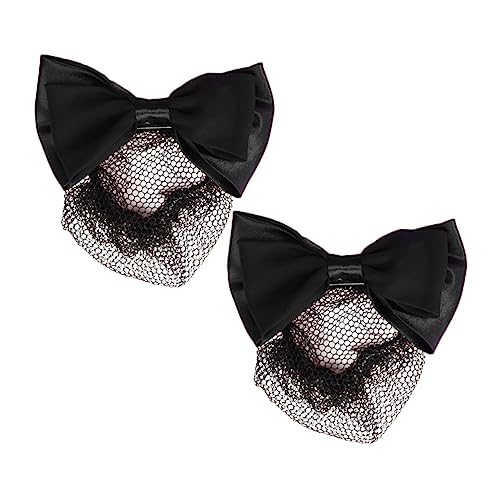 DRESSOOS 2stücke Elastisches Dutt-schleifen-haarnetz Kopfschmuck Netz-clip Haarspange Für Damen Frauen Büro Party Tanz Schwarz von DRESSOOS