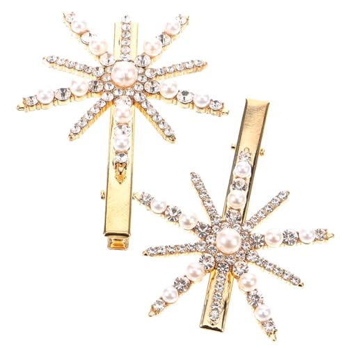 DRESSOOS 2stücke Haarspangen Für Damen Mit Perlen Und Schneeflocken-design Dekorative Haarspangen Für Frauen Und Mädchen Praktische Haarschmuck-accessoires von DRESSOOS