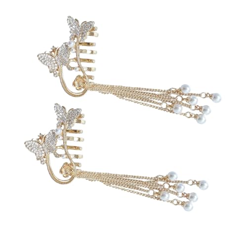 DRESSOOS 2stücke Schmetterlings-haarklammer Mit Baumelnden Quasten Haarklammern Für Frauen Und Mädchen von DRESSOOS