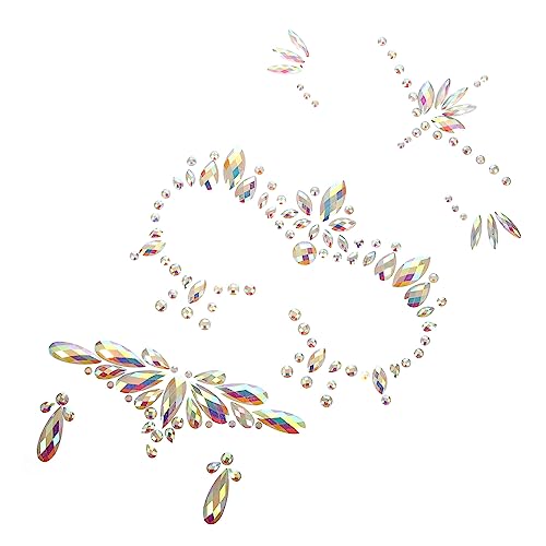DRESSOOS 3 Bögen Leuchtende Gesichtsaufkleber Strass Körperaufkleber Gesichtsjuwelen Aufkleber Make Up Juwelen Festival Gesichtsaufkleber Strass Gesichtsaufkleber Gesichtsaufkleber von DRESSOOS