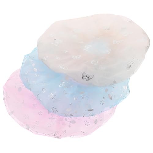 DRESSOOS 3stücke Teiliges Duschhauben Wiederverwendbare Wasserdichte Duschmützen Mit Elegantem Blumenmuster Für Damen Für Spa Kosmetik Und Haarpflege von DRESSOOS