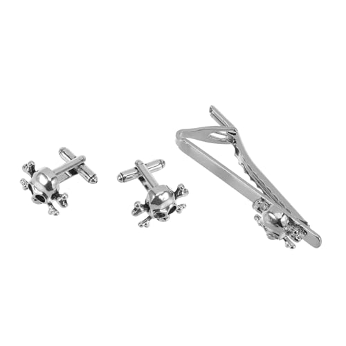 DRESSOOS 3 Stück Edles Teiliges Herren Krawattenklammer und Manschettenknopf Set mit Einzigartigem Design Vielseitig als Krawattenclip und Manschettenknöpfe aus Robustem Legierungsmetall von DRESSOOS