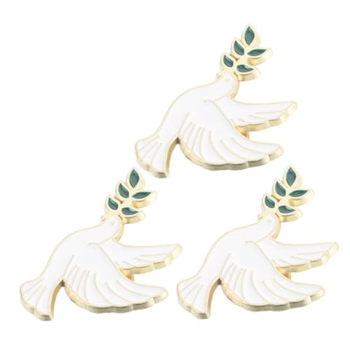 DRESSOOS 3 Stück Friedens Tauben Broschen aus Metall Stilvolle Anstecknadeln mit Olivenzweig Vielseitig als Anstecker für Kleidung Rucksack Hut Symbolische Friedenspins für Damen und Herren von DRESSOOS