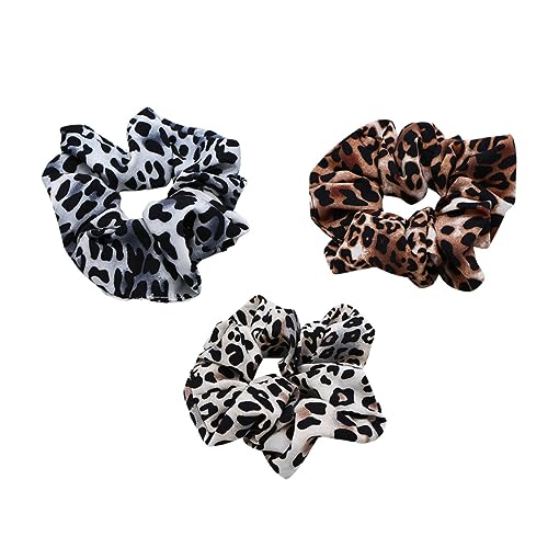 DRESSOOS 3stücke Damen Haargummis Teilig Elastische Haarbänder Im Leopardenmuster Für Frauen Und Mädchen Beigefarben Kaffee Vielseitige Haarschmuck-accessoires Armbänder Nutzbar von DRESSOOS