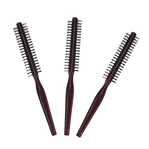 DRESSOOS 3 Stück Holz Runde Haarbürste Kleine Stylingbürste Mit Holzgriff Kopfhaut Massagekamm Haarkamm Für Sanftes Styling Für Frauen Und Männer von DRESSOOS