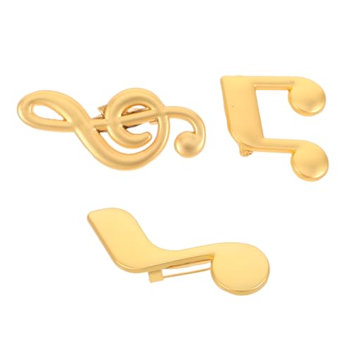DRESSOOS 3 Stück Musiknoten Anstecknadeln für Herren Anzug Broschen Musikinstrument Motiv Goldfarbene Pins für Jacken Hemden Mäntel Musikliebhaber Zubehör von DRESSOOS