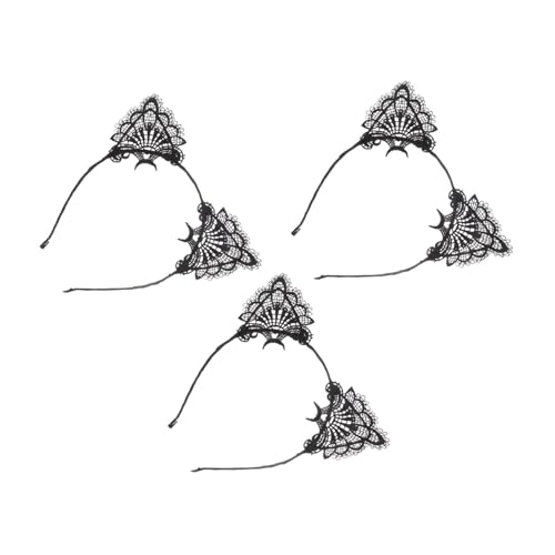 DRESSOOS 3stücke Spitzen-katzenohr-stirnbänder Dekoratives Haarband Für Frauen Party-kostüm-stirnband Haar-accessoires Katzenohr-haarband Spitzen-stirnband Stirnband Zur Dekoration Haarband von DRESSOOS