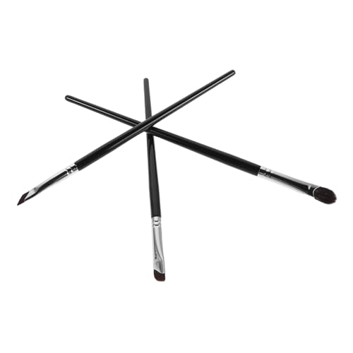 DRESSOOS 3stücke Kosmetik Pinselset Für Lidschatten Flacher Eyeliner-pinsel Lidschatten-schwammpinsel Etui Weiche Borsten Konturpinsel Für Augen-make-up Kompaktes Pinselset Für von DRESSOOS