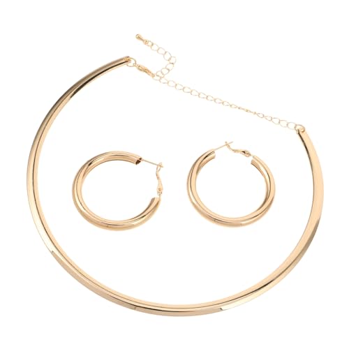DRESSOOS 3 Stück Teiliges Boho Schmuckset Gold Große Runde Creolen Minimalistische Choker Halskette für Damen Elegantes Set für Alltag Formelle Anlässe und Festliche Feiern von DRESSOOS