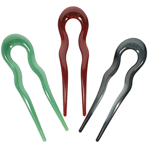 DRESSOOS 3stücke Französische Haarnadeln Aus Pc-material U-förmige Haarspangen Für Frauen Haarschmuck Für Langes Und Dickes Haar Haarstäbe Für Dutts Und Alltagsoutfits von DRESSOOS