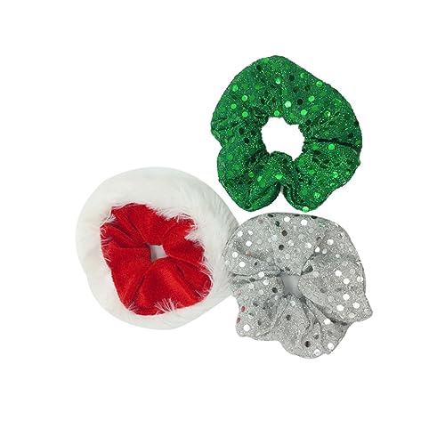 DRESSOOS 3stücke Weihnachts Haargummis Mit Glitzer Elastische Haarbänder Für Frauen Und Mädchen Ponytail Für Festliche Anlässe Und Alltag von DRESSOOS