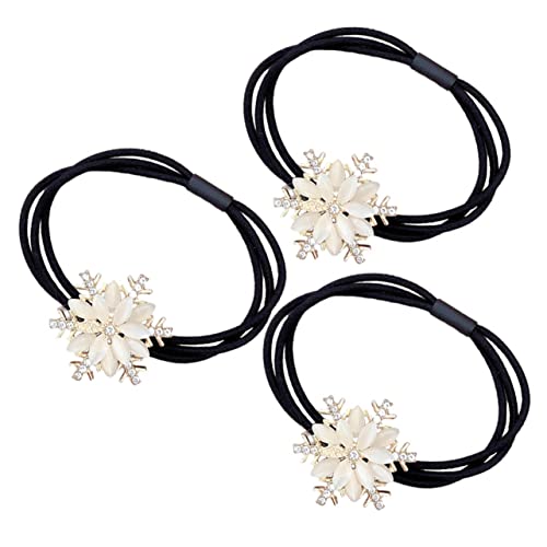 DRESSOOS 3stücke Teiliges Weihnachts-haargummis Mit Schneeflocken Und Strasssteinen Haaraccessoires Für Frauen Für Festliche Anlässe Und Täglichen Gebrauch von DRESSOOS