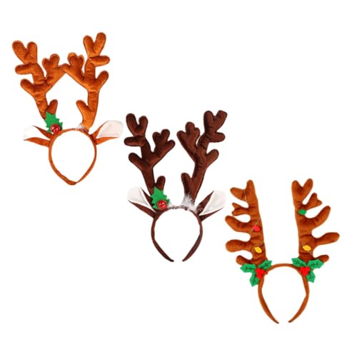 DRESSOOS 3 Stück Weihnachtsgeweih Stirnband Weihnachtskostüm Zubehör Hirsch Stirnband Weihnachts Stirnbänder Geweih Stirnbänder Kinder Weihnachtskopfschmuck Rentier Kopfschmuck von DRESSOOS