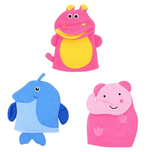 DRESSOOS 3-teilige Badehandschuhe Mit Tiermotiven Peeling-handschuhe Für Jungen Und Mädchen Duschhandschuhe Wiederverwendbares Design Zur Reinigung Von Nacken Und Schultern von DRESSOOS