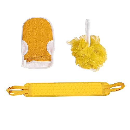 DRESSOOS 3St Badetuch Duschtuch für den Rücken Reinigungstücher Badeset Schwämme zum Reinigen Badeschwämme heizlùfter slack Handtuch zum Abreiben des Rückens Badekugel Stoff Yellow von DRESSOOS