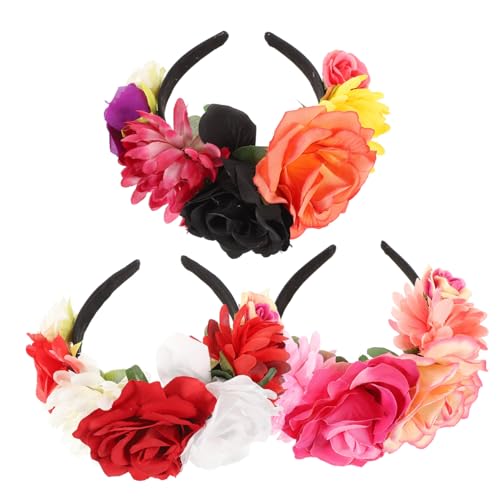 DRESSOOS 3st Blumenkopfschmuck Mexikanische Blumenkrone Mexikanische Stirnbänder Für Frauen Blumenkranz-stirnband Mexikanischer Floraler Kopfschmuck Stoff Damen Kleidung Lolita von DRESSOOS