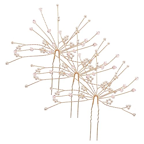 DRESSOOS 3stücke Teiliges Braut Haarnadeln Mit Kristallen Und Perlen U-förmige Haarspangen Für Hochzeiten Und Festlichkeiten Eleganter Haarschmuck Für Bräute Und Brautjungfern von DRESSOOS