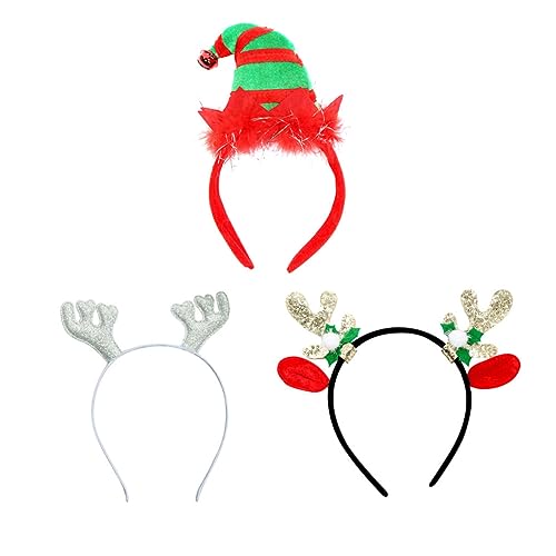 DRESSOOS 3St Geweih Haarreifen Haargummis für Kinder Stirnband mit Rentierohren christmas haarreif christmas headband Weihnachts-Cosplay-Stirnband Weihnachtshaarbänder Erwachsener Geschenk von DRESSOOS