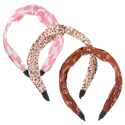 DRESSOOS 3st Stirnband Boho-haarband Kopfschmuck Für Mädchen Breite Stirnbänder Geknotete Turban-stirnbänder Rutschfester Kreuzturban Vintage Haarband Breitseite Haarschmuck Fräulein Stoff von DRESSOOS