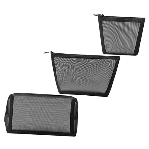 DRESSOOS 3er Set Netz Kosmetiktaschen Make up Aufbewahrungstaschen Mit Reißverschluss Toilettenartikel Organizer Für Reisen Und Alltag von DRESSOOS
