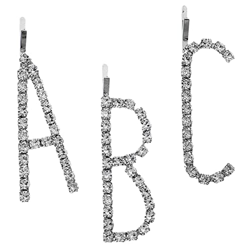 DRESSOOS 3stücke Dekorative Haarnadeln Mit Strass Und Buchstaben Haarclips Für Frauen Und Mädchen Für Party Hochzeit Shopping von DRESSOOS