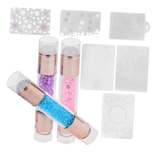DRESSOOS 3st Doppelkopf-nagelschablone Nagelstempelschablonen Gel Zum Nagelstempeln Nagellack-stempel Maniküre-stempel Geleestempelköpfe Schabwerkzeug Klarer Gelee-stempel Nagelgel Acryl von DRESSOOS