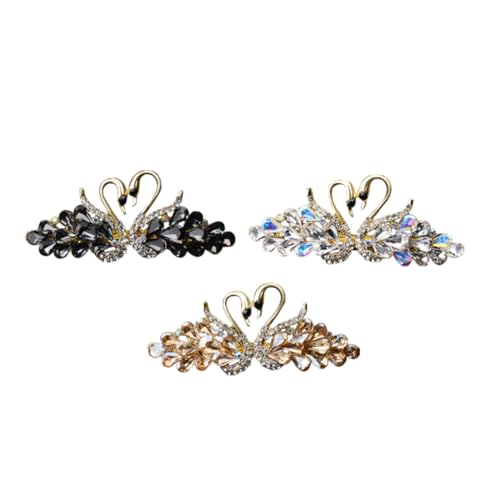 DRESSOOS Haarspangen Mit Strasssteinen Für Damen 3 Stück Schwanen-haarspange Dekoratives Haar Sanfter Halt Für Anlässe von DRESSOOS