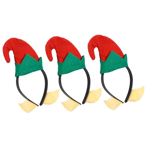 DRESSOOS 3st Weihnachtsstirnband Weihnachtskopfbedeckung Hut Stirnband Weihnachtself-stirnband Weihnachtsmütze Haarschmuck Elfenhut-stirnband Für Erwachsene Requisiten Damen Lustig Stoff von DRESSOOS