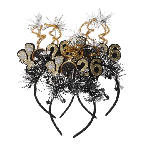 DRESSOOS 3stücke Frohes Neues Jahr Stirnband Mit Sternanhängern Glitzernder Haarreifen Mit Pailletten Für Silvesterpartys Dekorative Neujahrs-haarbänder von DRESSOOS