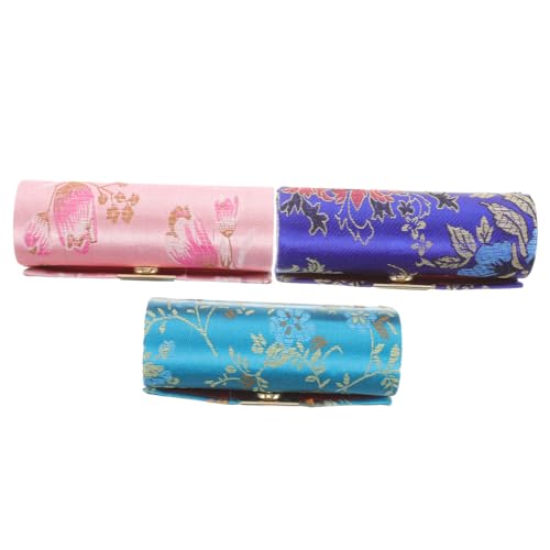 DRESSOOS 3stücke Lippenstiftetui Aus Halter Für Lippenstifte Make-up Reise Tasche Mit Chinesischem Muster Organizer Für Damen Geeignet Für Handtasche von DRESSOOS