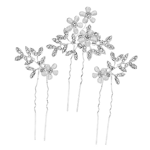 DRESSOOS 3stücke Teiliges Blumen-haarspangen Mit Strass Für Braut Elegante Haarschmuck-accessoires Für Hochzeiten Dekorative Haarnadeln Für Brautfrisuren von DRESSOOS