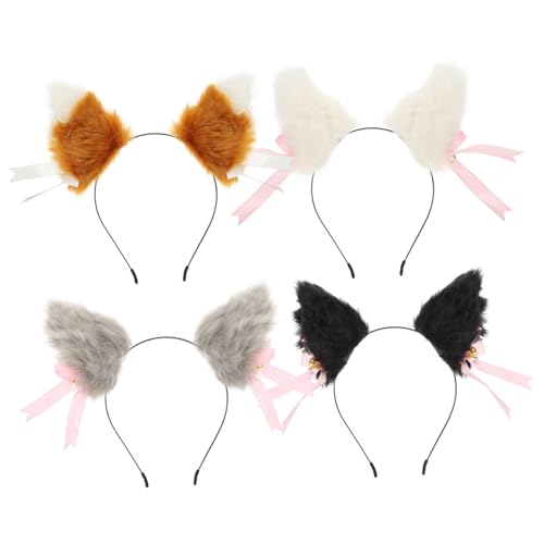 DRESSOOS 4 Paar Haarspangen Entzückende Schleife Plüsch-haarnadel Glocken Cosplay-zubehör von DRESSOOS