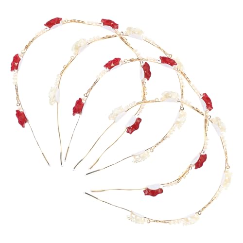 DRESSOOS Haarband 4 Stück Blatt-stirnband Blumenkopfschmuck Kopfschmuck Für Frauen Rosenblüten-stirnband Hochzeitshaarschmuck Für Bräute Haarschmuck Für Damen Metall Braut Zubehör Tragegurt von DRESSOOS