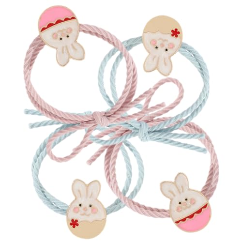 DRESSOOS Haarzubehör 4 Stück Elastische Haarbänder Hair Accessories for Girls Süßer Haargummi Für Schöne Haargummis -haargummis Haargummis Stoff Geschenk Fräulein Plastik Hase Glaskugel von DRESSOOS