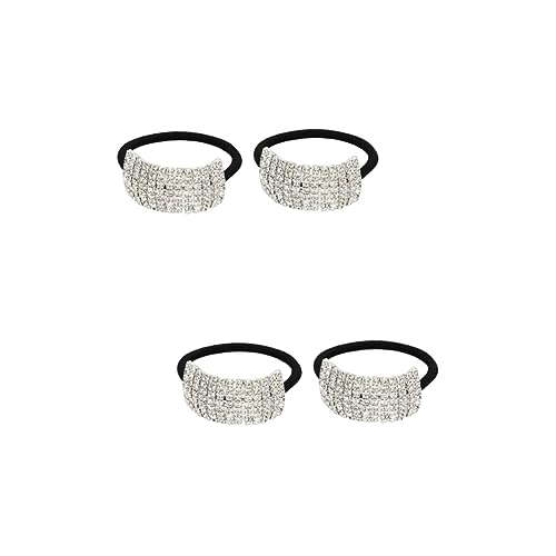 DRESSOOS 4 Stück Haarkreis Haargummi Flechten Haarbänder Haarhaube Aus Seide Zum Schlafen Silberne Haarspangen Band Pferdeschwänze Modische Stirnbänder Strass-pferdeschwanz Frauen Krawatten von DRESSOOS