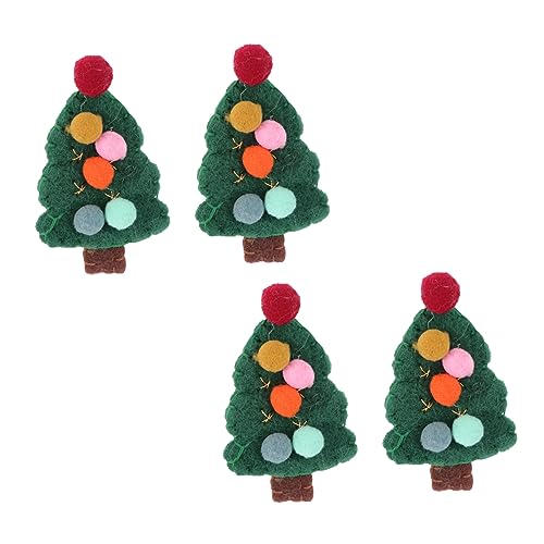 DRESSOOS 4 Stück Haarnadeln knallen kinder haarschmuck haarspangen kinder Mini-Weihnachtsbaum-Haarspangen Weihnachtsbaumspangen weihnachtsdeko Haarklammer weihnachtsbaum spange kleiner Baum von DRESSOOS