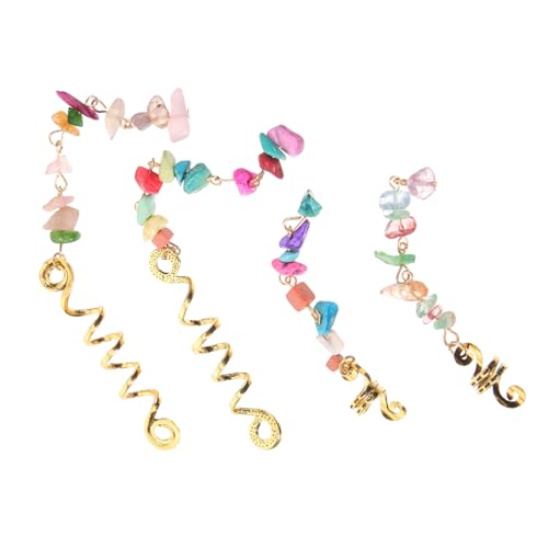 DRESSOOS 4stücke Haarschmuck Für Zöpfe Piratenstil Haar Accessoires Mit Naturstein Dreadlock Charms Für Ethno Design Für Besondere Anlässe Und Alltagslook von DRESSOOS