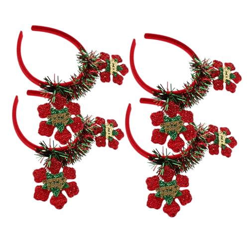 DRESSOOS 4 Stück Kopfschmuck Für Weihnachten Weihnachtskopfschmuck Mit Schneeflocken Kopfschmuck Für Mädchen Tütenfüller Für Weihnachtsfeiern Weihnachtskopfbedeckung Blitz Kopftaste von DRESSOOS