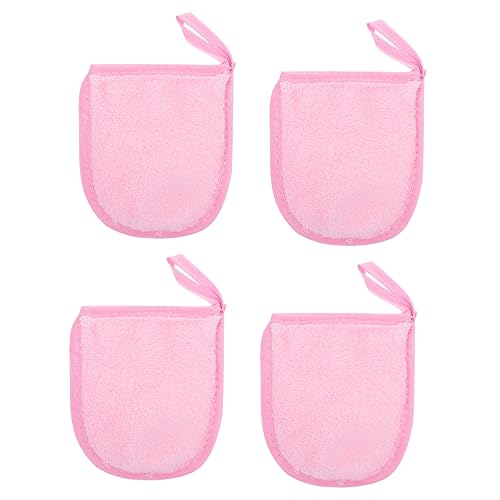 DRESSOOS 4stücke Handschuhe Für Gesichtsreinigung Rosa Make-up Entferner Schwamm Kosmetische Pulver Reinigungshandschuhe Waschbar Wiederverwendbar Hautpflege Zubehör Für Gesicht Reinigungsh von DRESSOOS