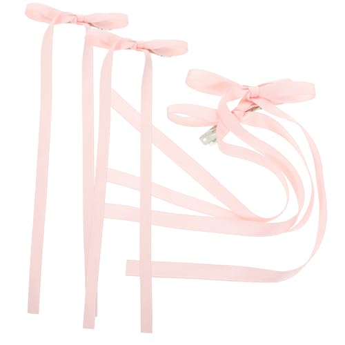 DRESSOOS 4 Schleife Haarnadel haar spangen haarclips Schleifenspangen Damen Haarbänder rosa Schleifen Badezimmerdekorationen lange Haarschleifen Haarspangen mit Schleifenband von DRESSOOS