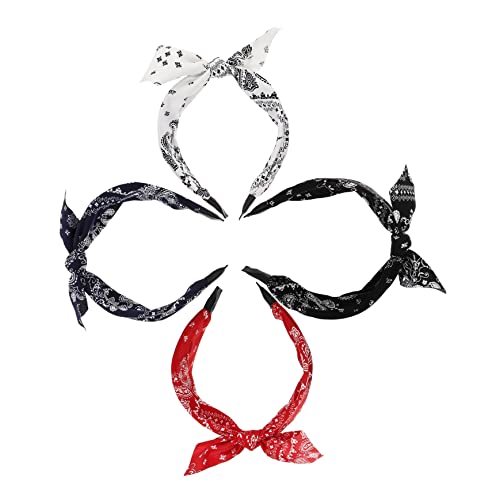 DRESSOOS Stirnband Bowknot Haarband Ethno-stil Breite Krempe 4pcs Party Kopfschmuck Weihnachtsdekor von DRESSOOS