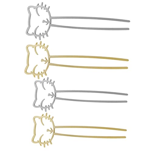 DRESSOOS 4 Stück Chinesische Haarstäbchen Metall-haarstab Haargabel Pin Für Frauen Und Mädchen Katzen-design Haar-accessoires Für Dutt von DRESSOOS