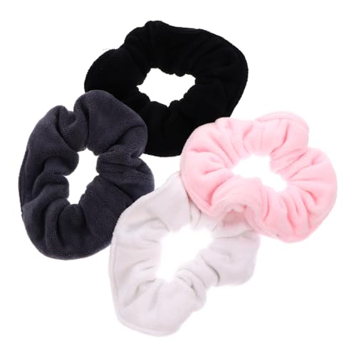 DRESSOOS 4 Stück Superfeine Faser Haargummis Große Elastische Haarring Pferdeschwanz Haarschmuck für Damen Alltag Party Sport Reise in und Dunkel Rosa von DRESSOOS
