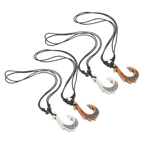 DRESSOOS 4 Stück Teiliges Ethno Halskettenset mit Fischhaken Anhänger Resin Kostümschmuckstücke für Männer und Frauen Vielseitig Kombinierbar für Freizeit und Party Authentisches von DRESSOOS